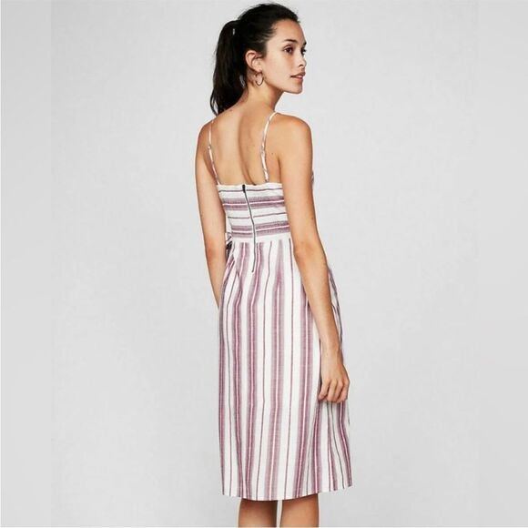 EXPRESS | Purple & White Striped Cut Out Midi Length Dress Women’s Size 18 - Picture 2 of 15